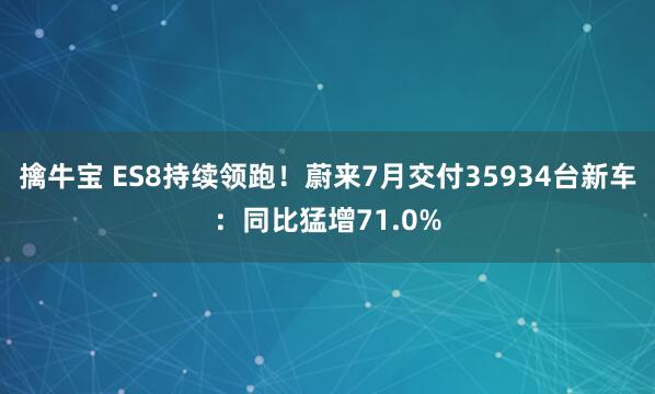 擒牛宝 ES8持续领跑！蔚来7月交付35934台新车：同比猛增71.0%